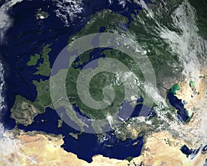 Europe Continent Satellite Space View