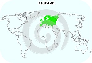 Europe continent in world map