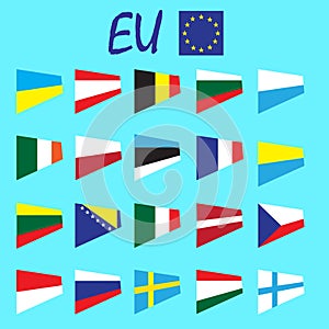 Europe countries state national flags vector set, European Unian