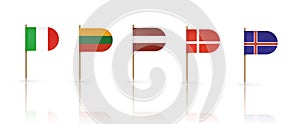Denmark, Lithuania, Latvia, Iceland and Italy flag