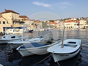 Europe Croatia Fishing boats at the harbour Cres Town Cres Island Kvarner Gulf Roman Emprie Heritage Game of Throne