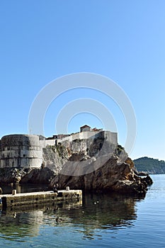 Europe, Croatia, old town Dubrovnik, walls with tower and sea