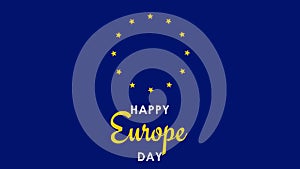 europe day animated background happy europe day eu union europe flag gold and blue stars looping