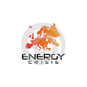 Europe Energy crisis symbol map logo design