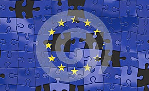 Europe EU flag in puzzle pieces