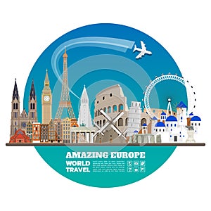 Europe famous Landmark paper art. Global Travel And Journey Info