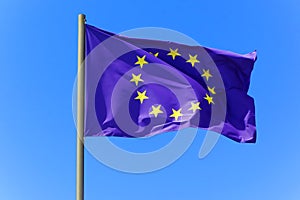 Europe flag waving wind