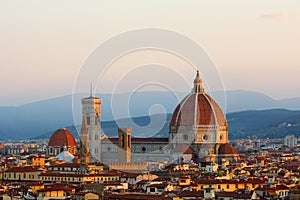 Europe Florence Duomo at Sunrise Over City