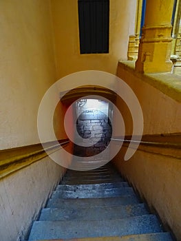 Europe, France, Auvergne Rhone Alpes, Lyon, door of buildings and traboule