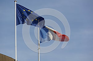 Europe and France flags