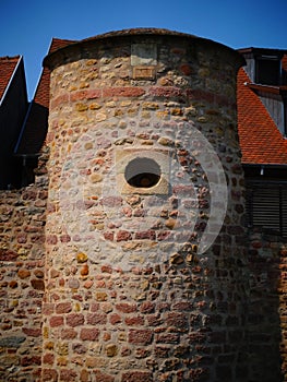 Europe, France, Bas Rhin, Obernai, guard tower and rampart