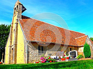 Europe, France, Normandy, small country church