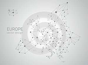 Europe grey vector polygonal map