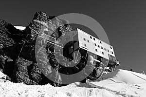 Europe highest camp: MÃ¶nchs hut at Eiger, MÃ¶nch and Jungfrau in the Bernese Oberland