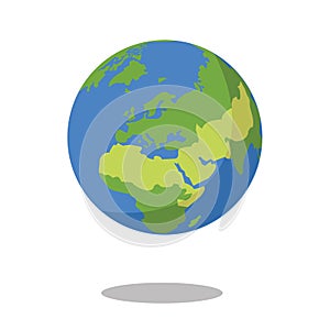 Europe isolated on white background Flat planet Earth icon Vector illustration.