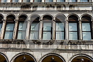 Italy, Venice, Piazza San Marco, LOW ANGLE VIEW OF GLASS BUILDING