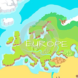 Europe Mainland Vector Cartoon Relief Map