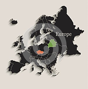 Europe map Black colors blackboard separate states individual vector