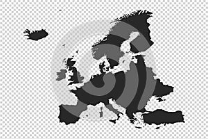 Europe  map with gray tone on   png or transparent  background,illustration,textured , Symbols of Europe,vector illustration