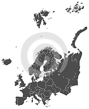 Europe map vector grey