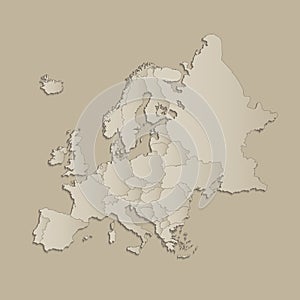 Europe map with individual states separated, infographics with icons blank