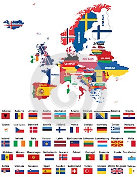 Evropa smíšený země vlajky. vše vlajky vektor 