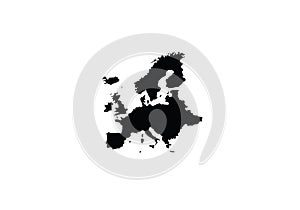 Europe map old continent shape black
