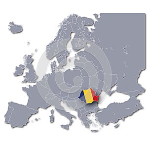 Europe map with Romania