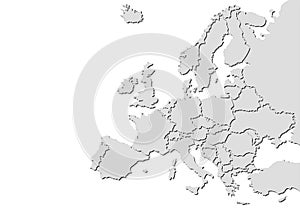 Europe map with shadows