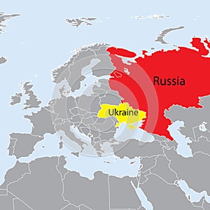 Europe map Ukraine and Russia