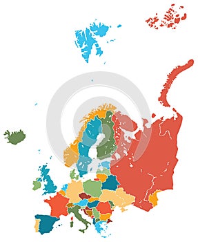 Europe map vector colorful