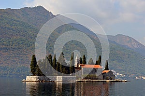 Europe. Mediterranean area. Adriatic sea. Montenegro. Kotor bay. The Monastery on the Sveti Dorde Island. Autumn 2012.