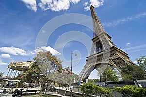 Europe, Paris, cruise on the Seine on the Bateaux Mouches, the Eiffel Tower