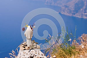 Europe Path of the Gods Mary Statue Overlooking Ocean