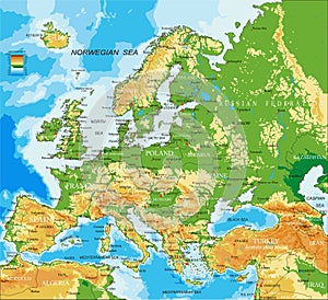 Europe - physical map photo