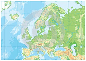 Europe Physical Map. No text