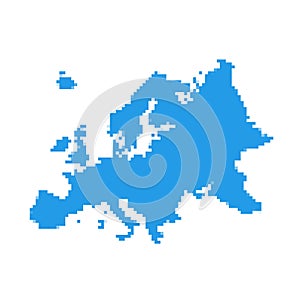 Europe pixel vector map. Square dot pixel Europe map background