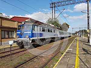 Europe. Poland. Podkarpatian region. Jaslo city. Locomotives on the railstation. Autumn 2017.