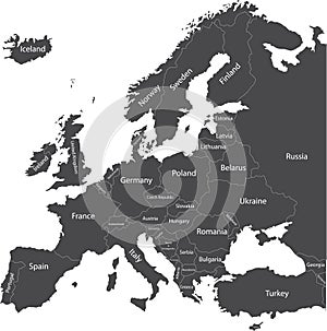 Europe political map photo