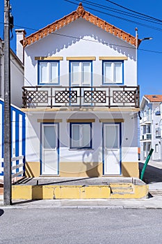 Brightly painted beach homes at the Costa Nova do Prado