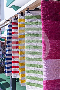 Brightly colored beach towels at the Costa Nova do Prado photo