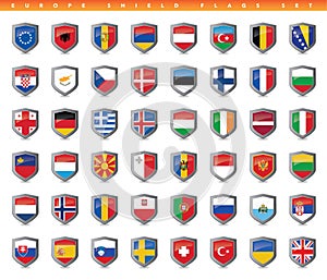 Europe Shield Flags Set