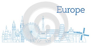 Europe skyline detailed silhouette. Vector illustration