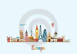 Europe skyline. Travel and tourism background.