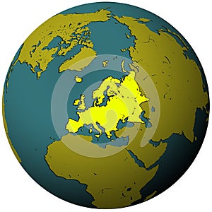 europe territory on globe map