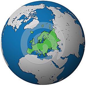 europe territory on globe map