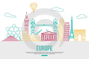 Europe travel background with place for text