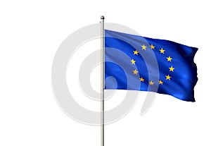 Europe Union national flag waving isolated white background realistic 3d illustration