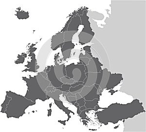 Mapa del Vector de los países de Europa.