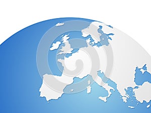 Europe vector map on world globe